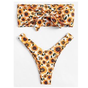 Sunflower print bikini set